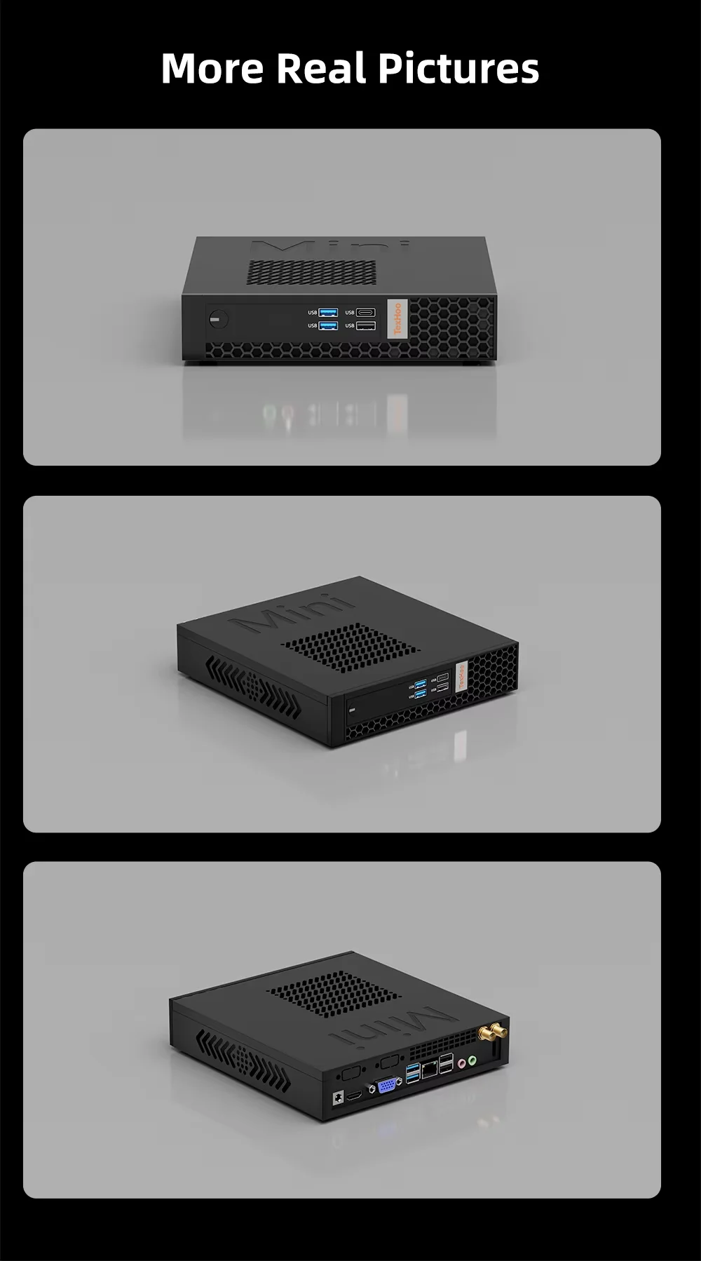 TexHoo Mini PC Intel Core I7 I5 I3 Dual Band WiFi5 BT4.2 RAM 8GB SSD SATA 256G 512GB Desktop 특가 미니pc Gaming Computer 8USB ports