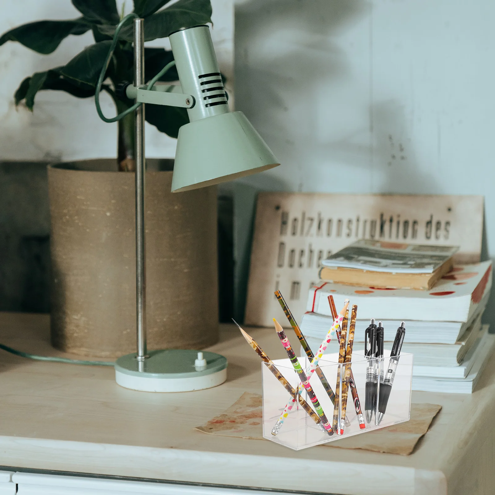 

1Pcs Acrylic Pen Holder Multifunctional Transparent Desktop Organizer Pencil Brush Holder Makeup Tools Storage Stationery