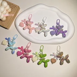 Acrylic Cartoon Balloon Dog With Bow Tie Keychains for Cute Girl Women Handbag Pendant Chain Jewelry Gift Decoration Accessories