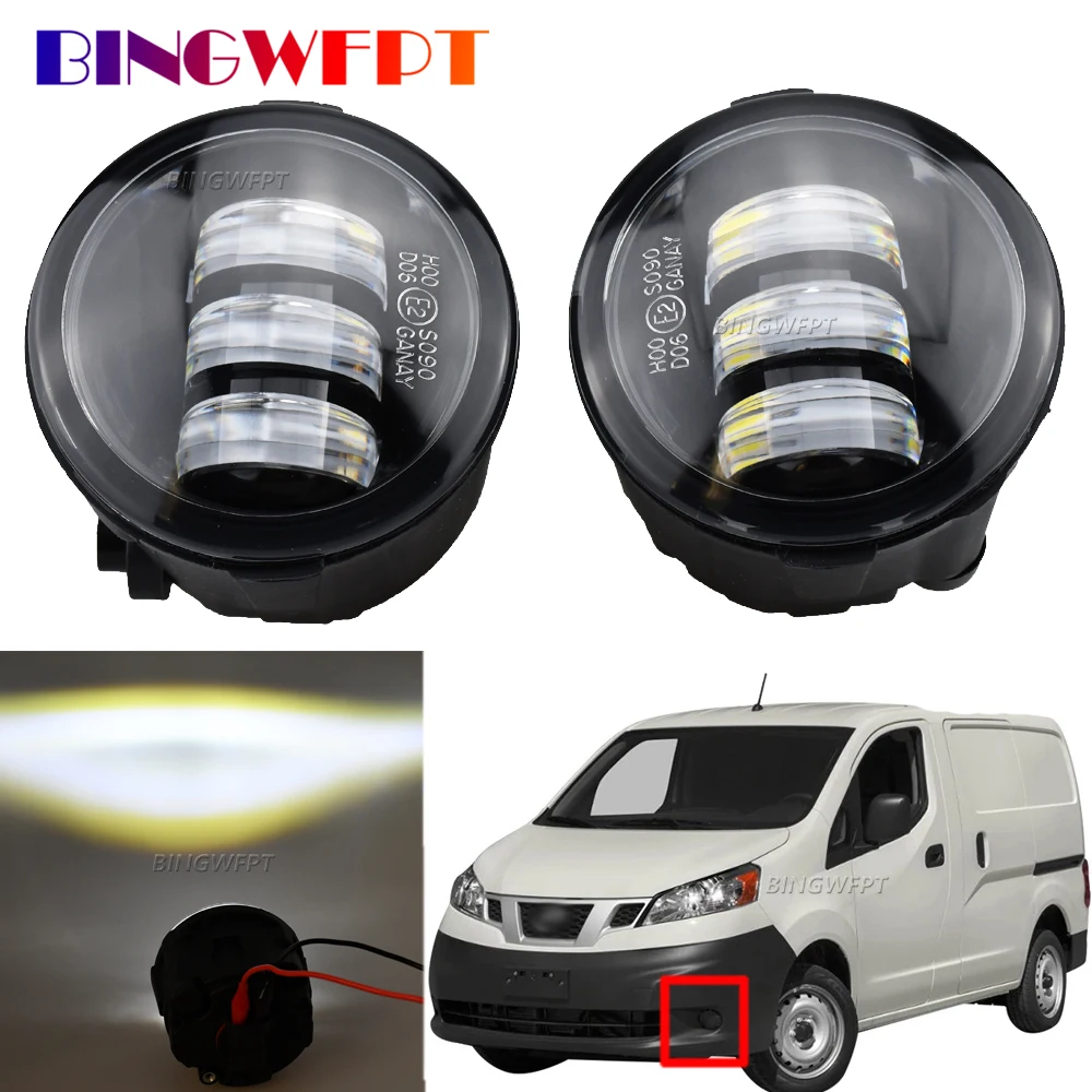 2PCS For Nissan NV200 2010 2011 2012 2013 2014 2015 Fog Lamps DRL H11 12V Fog Light Assembly LED Daytime Running Lights Lamp