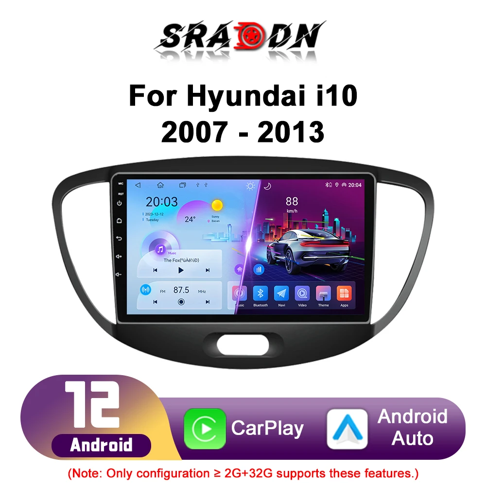 

For Hyundai Grand i10 2007 - 2013 Car Radio Android Multimedia Player Navigation GPS CarPlay Touch Screen Auto Stereo Autoradio