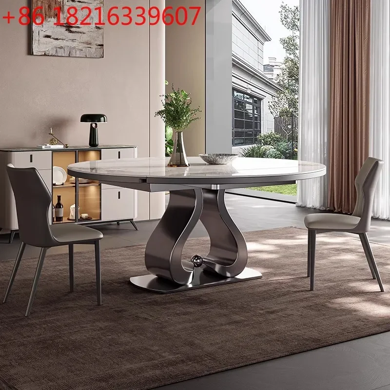 TAO Slate dining table telescopic folding square and round dual-purpose with induction cooker household