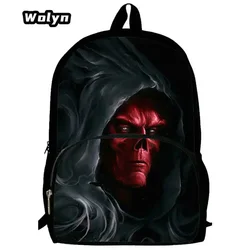 Mochila Red Skull Printed School Backpack,Cartoon Comic School Bags for Grade 1-4 Girls Boys,Book Bags for Pupil Students