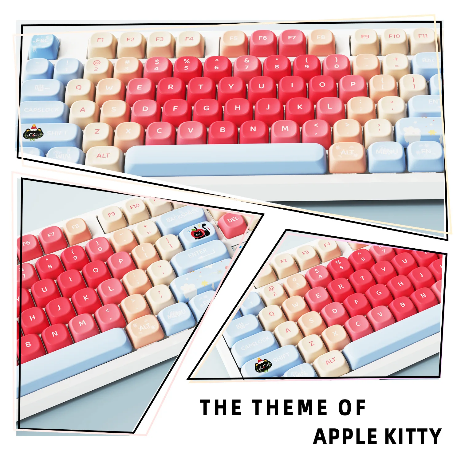 

[MOA121 key kitten theme] Mechanical keyboard keycap five-sided PBT hot sublimation small full set