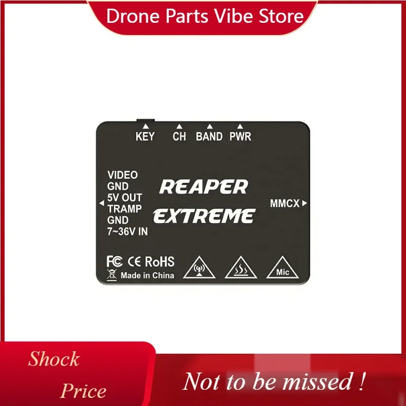 DP Foxeer Reaper Extreme 2.5W VTX 5.8G 72CH Pitmode 2500mW con Microfono Integrato, Guscio CNC per Dissipazione del Calore, 2-8S 20X20mm per FPV a Lungo Raggio