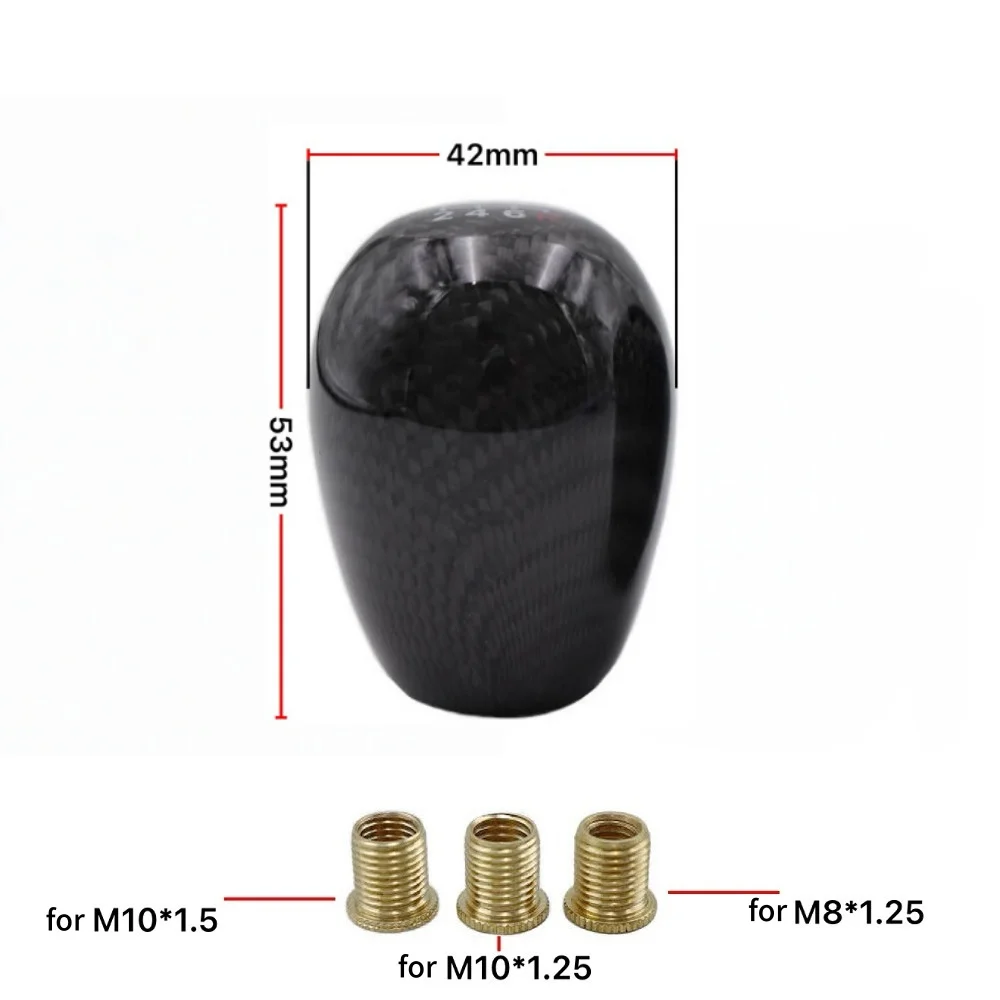 Carbon Fiber Manual Transmission Shift Knob Engineered for 5-Speed and 6-Speed Applications with Three Adapter Types