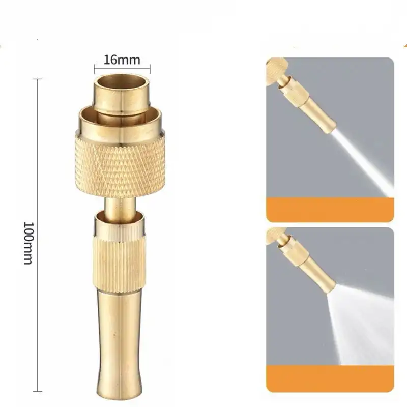 1PC Spray Nozzle Water Gun Brass High Pressure Direct Spray Sprinkler Quick Connector Home Garden Hose Adjustable Gun