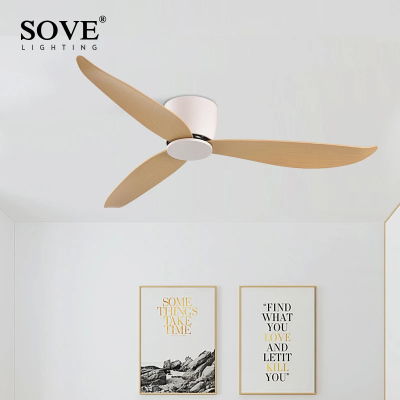 SOVE-Ventilateur de plafond moderne avec télécommande, noir et blanc, moteur DC bas, 30W, ventilateur de plafond simple sans lumière, ventilateur domestique 220V