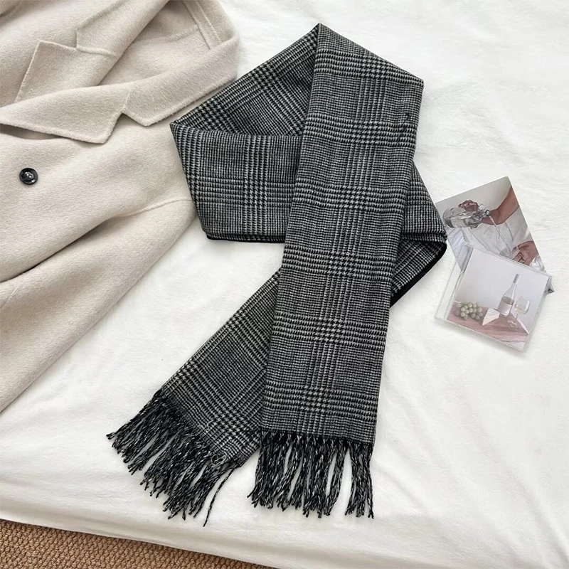 Women and Men Autumn/Winter Thicken Warm Plaid Tassel Outdoor Imitation Cashmere Scarf Lady Pashmina Shawl Wholesale