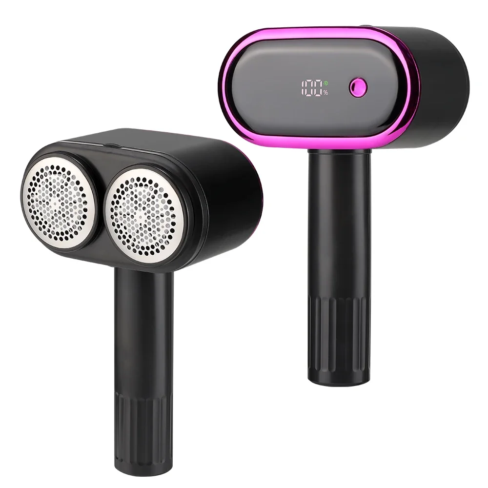 Electric Lint Remover Dual Head Fabric Shaver Type C Rechargeable Fuzz Pellet Trimmer 5 Speeds LED Display Clothes Sweater Sofa