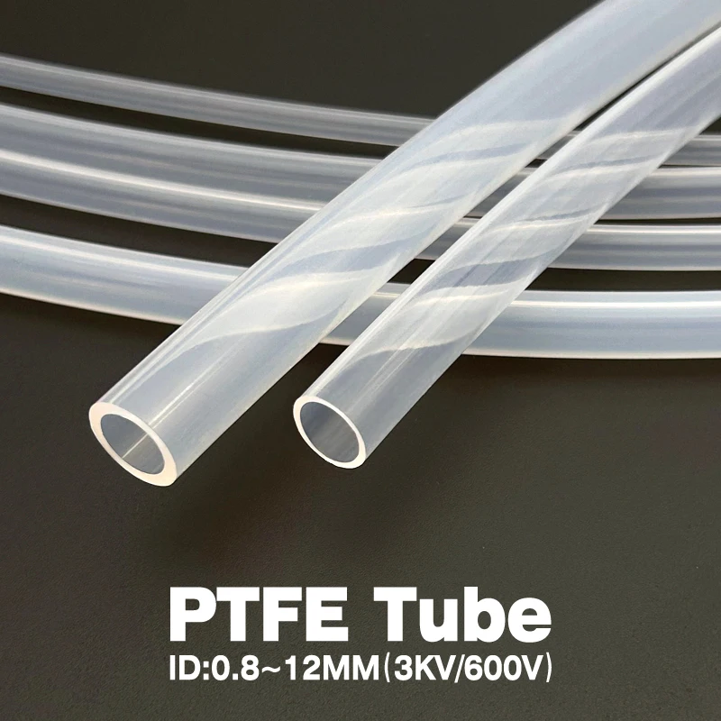 ID 0.8mm ~ 12mm X OD 1.6mm ~ 14mm Multiple Sizes Transparent PTFE Pipe Non Stick for Chemical Resistance Insulating Tube