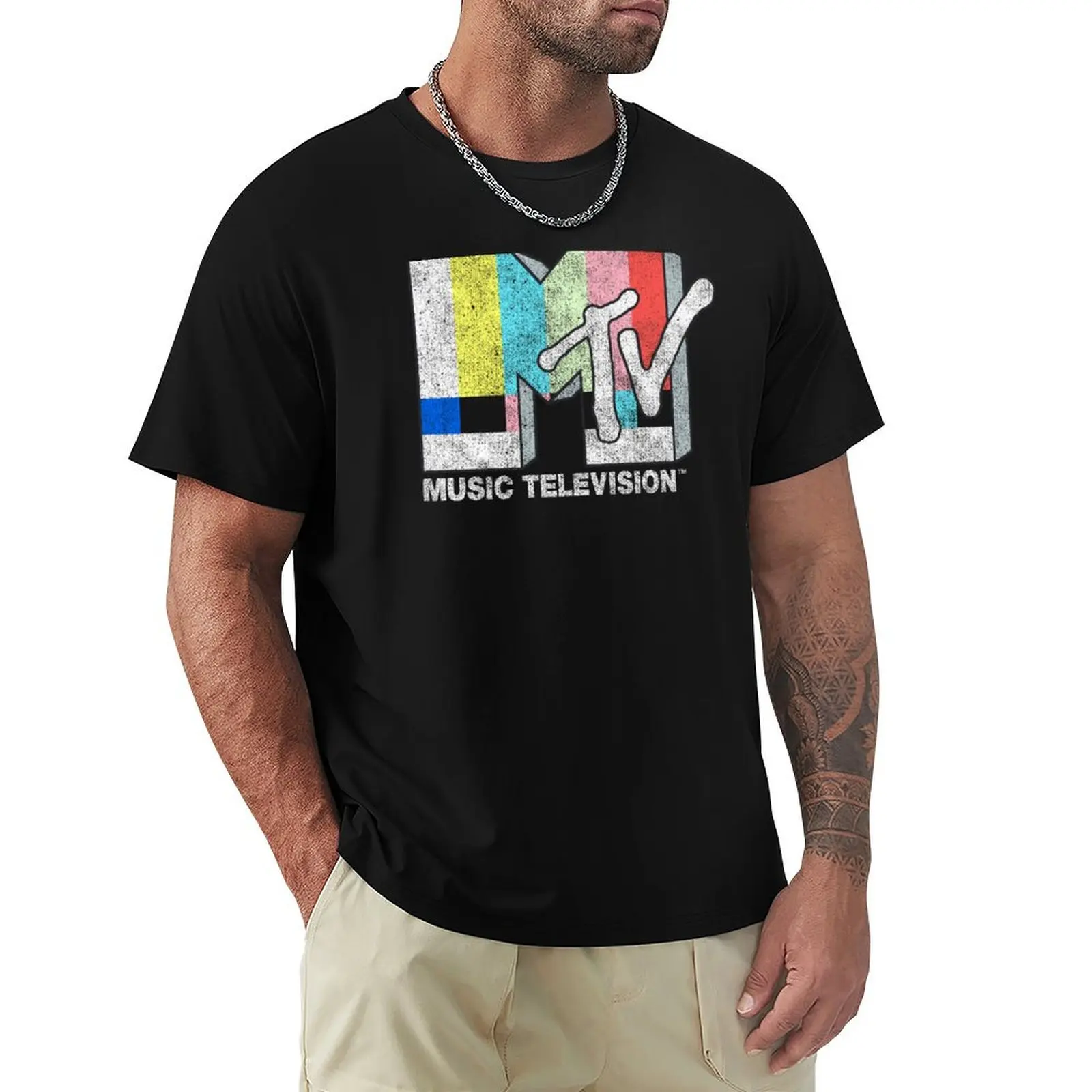 

MTV Vintage TV Signal End Logo T-Shirt football t shirt cotton graphic tees hippie clothes anime shirts men