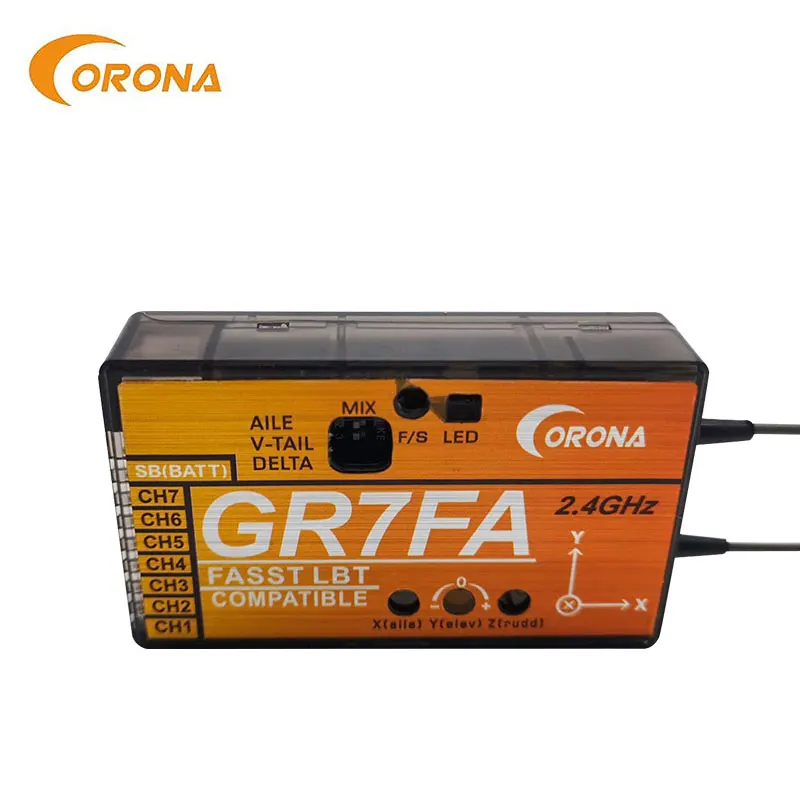 Corona GR7FA 7CH S.BUS Receiver with Gyro Compatible  FUTABA FASST 2.4GHz Transmitters TM7, TM8, TM10, TM14 8FG, 10CG, 12FG,14SG
