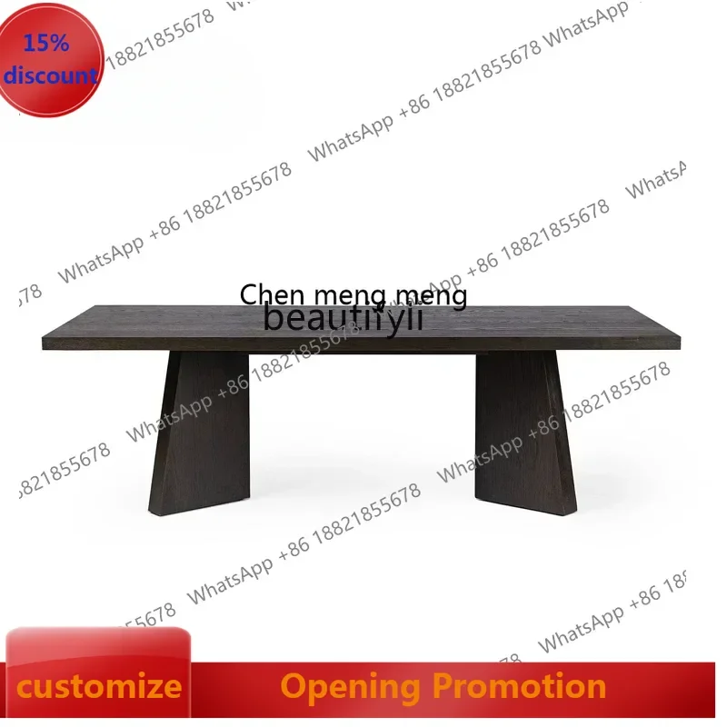 ss 8617 Solid wood oak dining table household square table V-shaped table legs creative elegant black modern simple restaurant