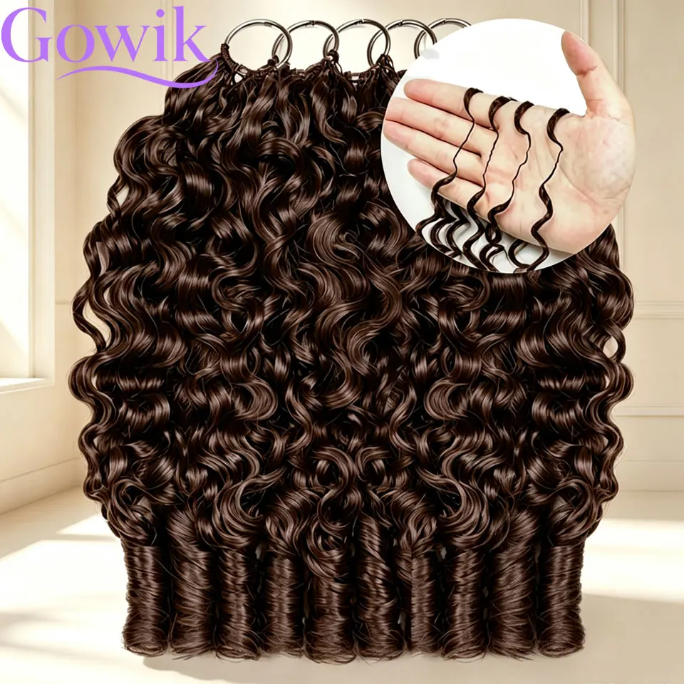 Extensions de cheveux au crochet 100% cheveux humains, bouclés birmanes, couleur brun chocolat, avec nœuds miracle, brun chocolat 4 #   Extensions de cheveux synthétiques colorées, légères, ondulées, effet plume, pour crochet