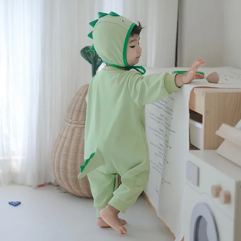 

Autumn Cartoon Dinosaur Animal Jumpsuits New Baby Clothes Rompers Boys Girls Bodysuit Long Sleeved Cotton Newborn Baby With Hats