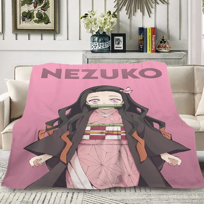 Fluffy Soft Blankets for Winter T-Nezukos Sofa Blanket Microfiber Bedding King Size Blanket Warm Knee Bed Fleece Anime Custom