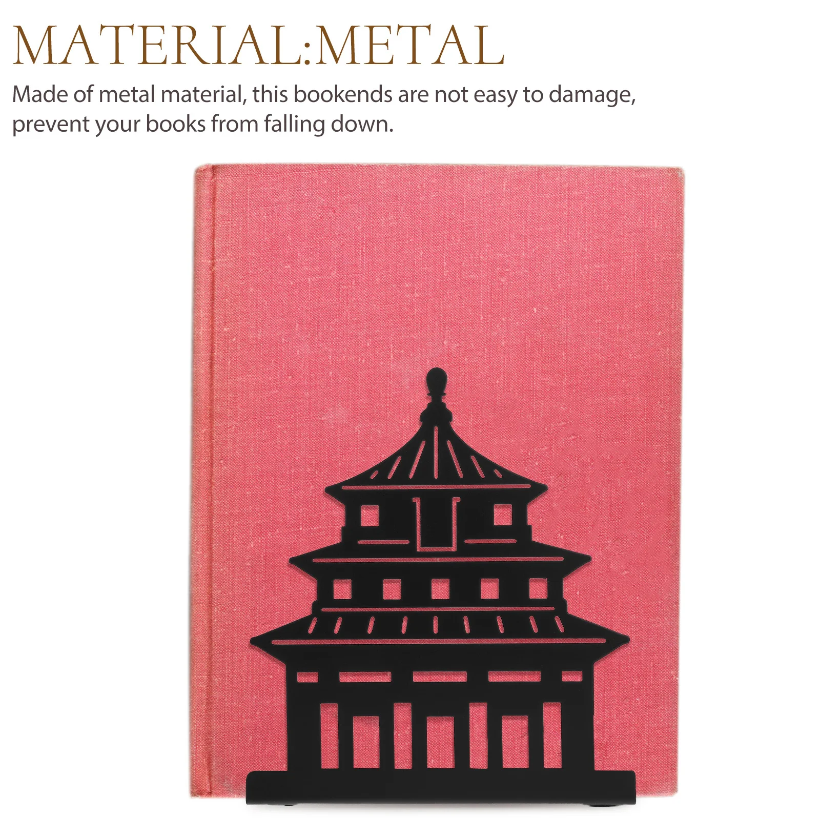 

Heavy Duty Metal Bookends Non-Slip Base Book Holder for Shelves Desk Organize Books Magazines Files Home Office Decor Elegant