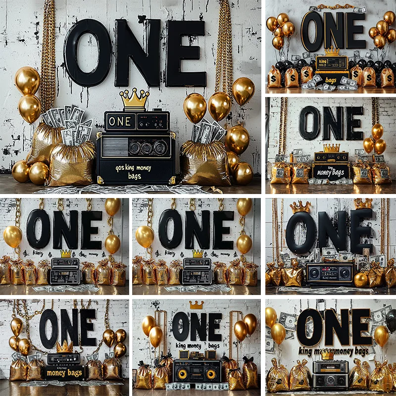 

WPFSGE Photography Background Newborn 1st Birthday Decoration Golden Chain Balloon Retro Wall Party Portrait Decoration Backdrop