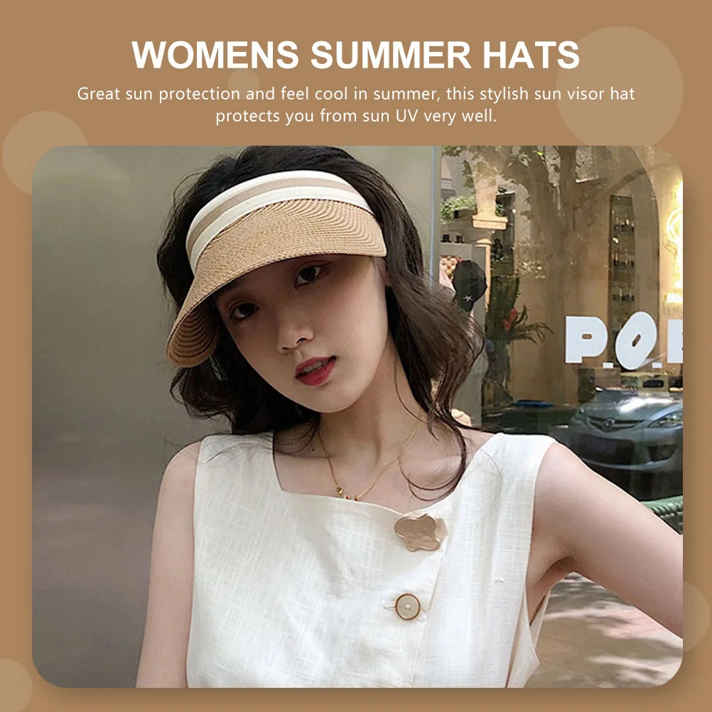 

Sun Protection Open Top Hat Women Wide Brim Uv Protection Beach Summer Outdoor Fishing Hiking Pool Park Hat Visor