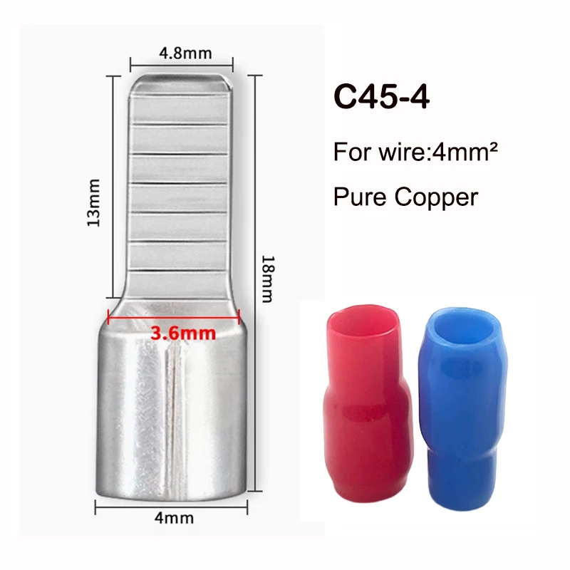 C45 1.5-50mm2 Copper Tin  Plated DZ47 Circuit Breaker plug Pin-Shaped Cable Wire Lug  Insert Crimp Terminal