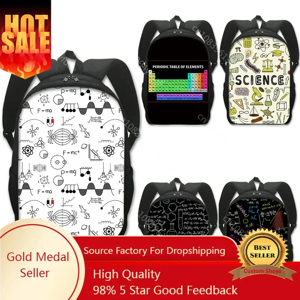

Physics Mathematics Chemistry Print backpack for teenage boy girl children school bags Science rucksack laptop backpack book bag