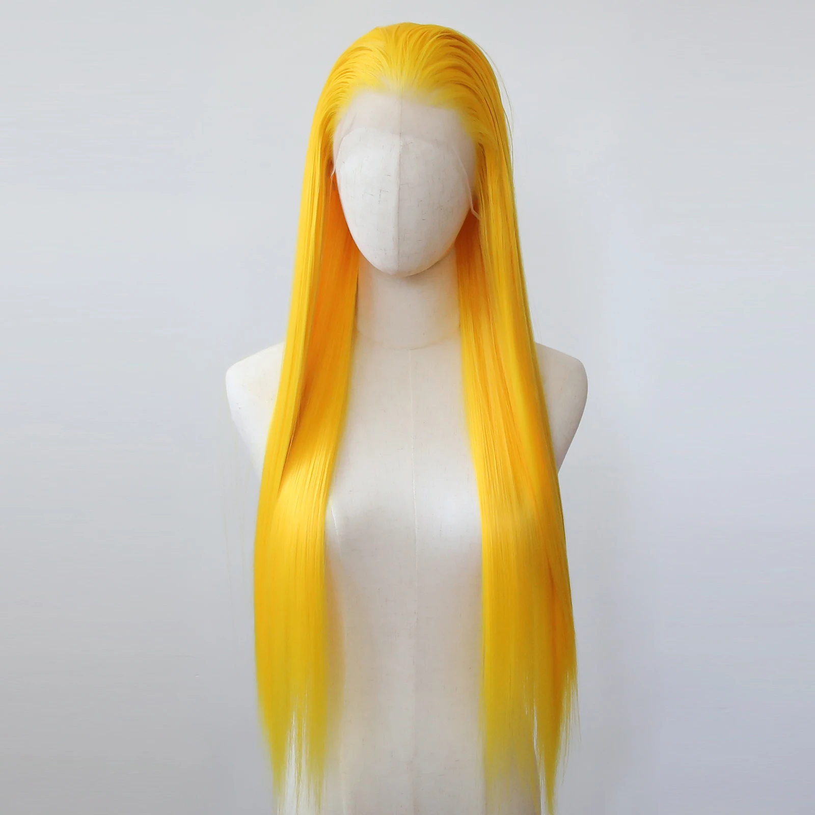 Yellow 13x4 Synthetic Lace Front Wig Long Straight 24inch&40inch Lace Front Synthetic Wig Pre Plucked Heat Resistant Fiber Hair