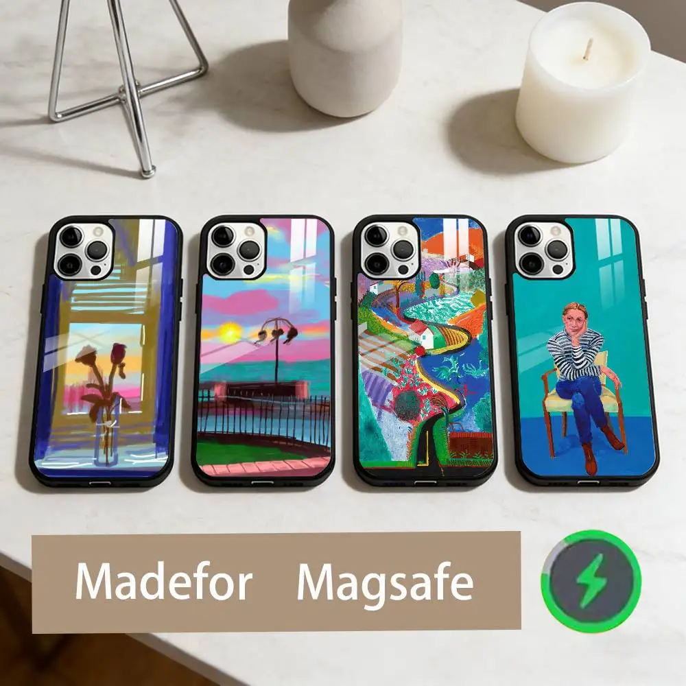 

D-David Hockney Paintings Phone Case For iPhone17,16,15,14,13,12,11 Plus,Pro Max Magnetic For Magsafe Wireless Charging