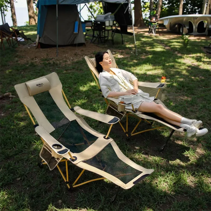 

Luxury Ultralight Reclining Chair - 4-Position Adjustable Oxford Fabric Portable Steel Frame Seat for Camping Picnics Fishing
