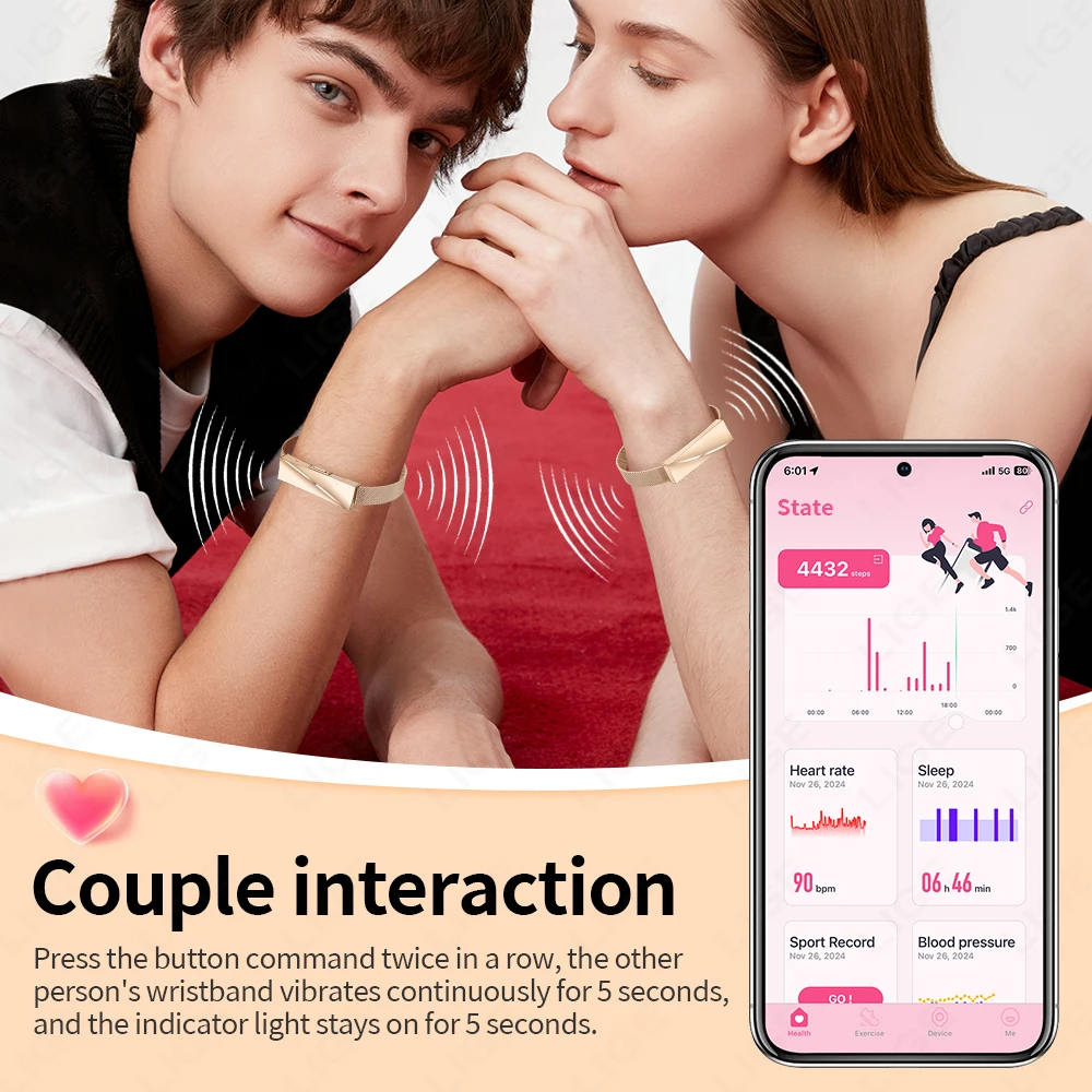 LIGE لا شاشة ساعة ذكية امرأة الرياضة اللياقة البدنية مراقب معدل ضربات القلب سوار 1ATM مقاوم للماء ساعة ذكية جديدة لأزياء أندريو IOS