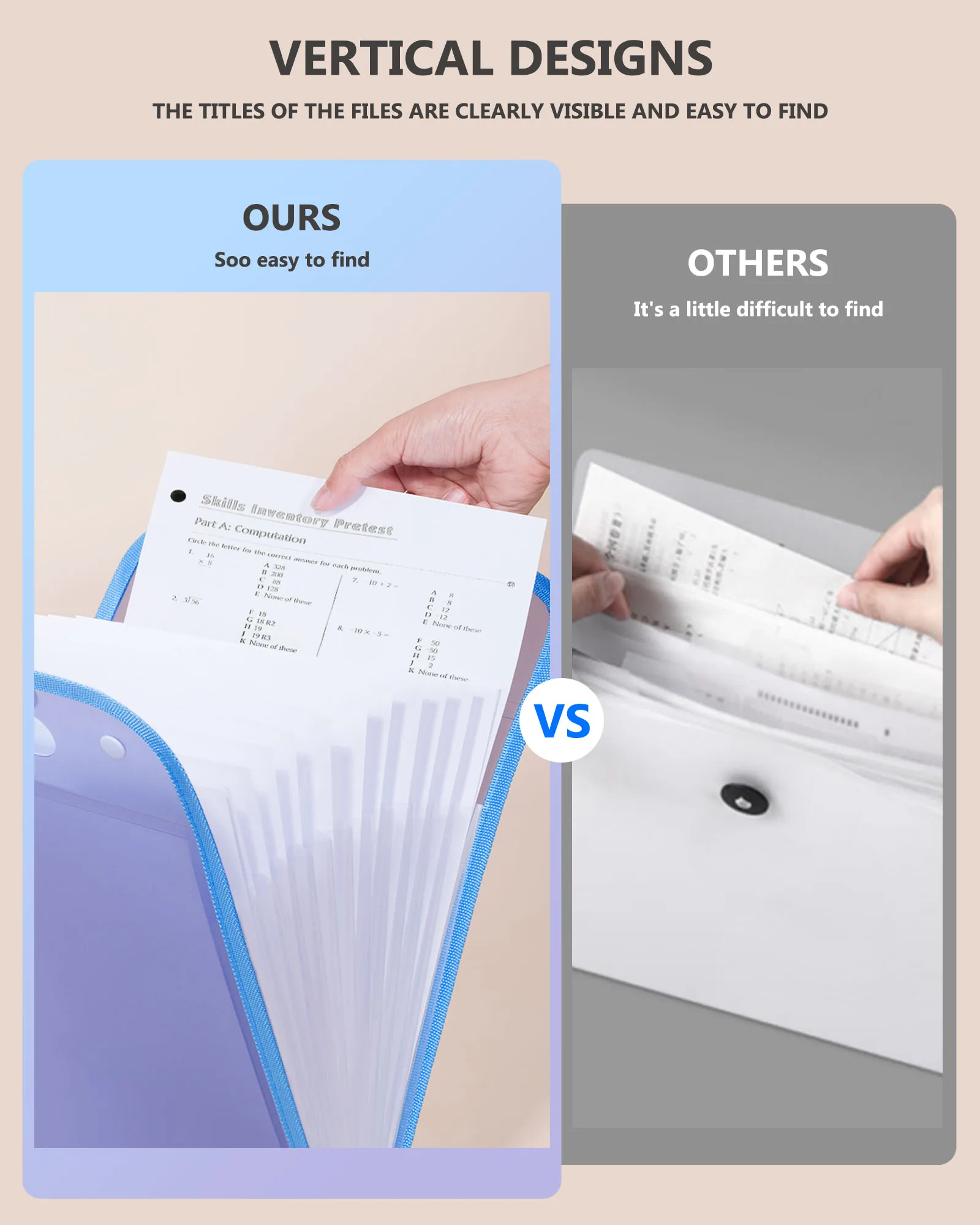 

Expanding A4 File Folder,13 Pockets File Organizer with Portable Holder,A4 Size Accordion Document Folder for Office School