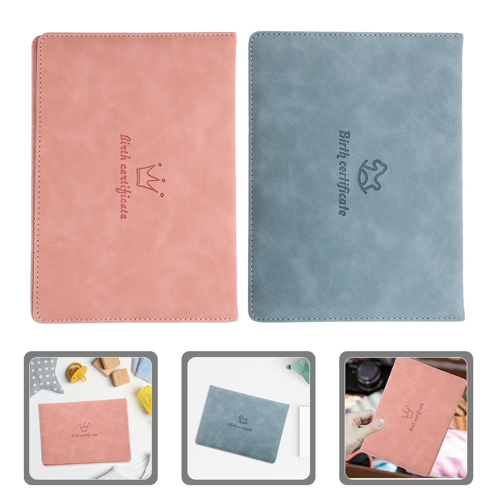 

Birth Certificate Protectors Cover Document Folder Cartoon Pattern Retro Color Portable Size Certificate Holder Baby