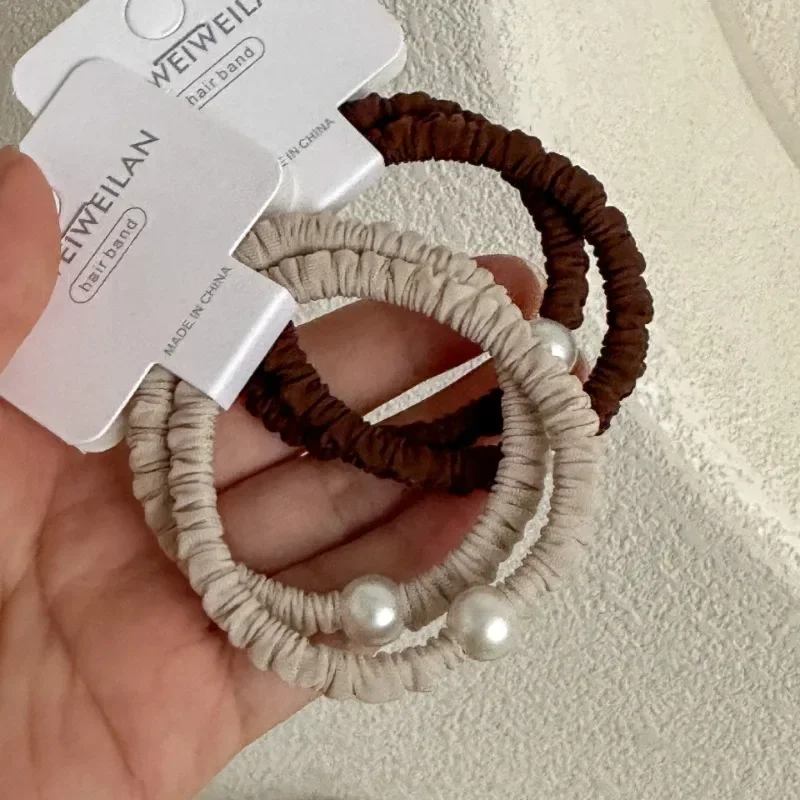 2 lazos para el cabello minimalistas y versátiles con buena perla de alta elasticidad para mujeres y niñas, coleteros, anillos para el cabello, accesorios de cuerda