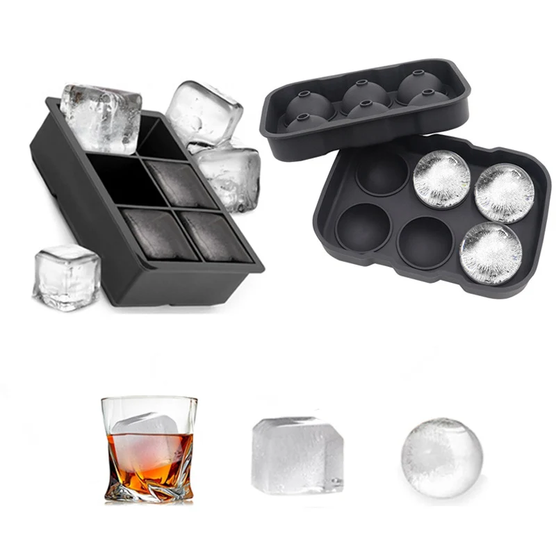 4/6/8 Grid Silicone Ice Cube Mold Big Square Ice Cube Tray Mold Ice Cube Maker Non-toxic Durable Bar Pub Wine Ice Blocks Maker view 3