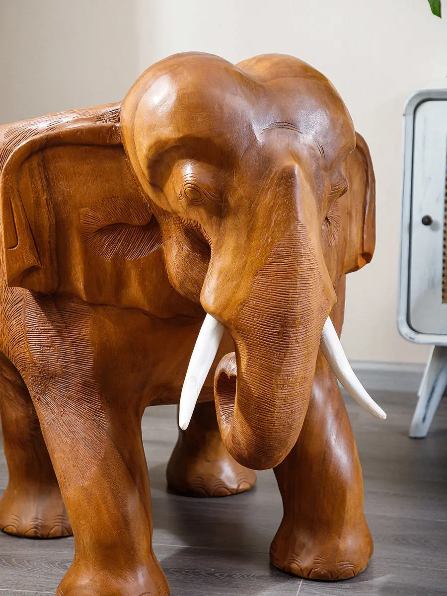 Thai elephant stool household door shoe change stool animal stool creative wooden pier solid wood back chair pier