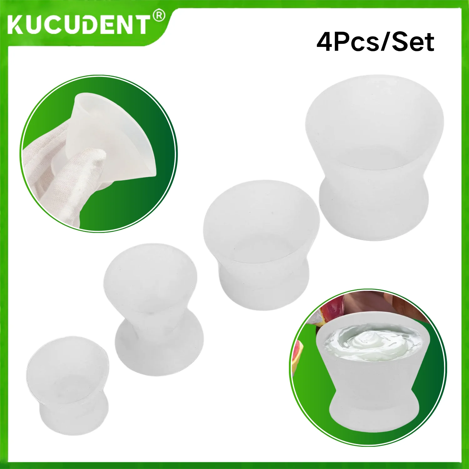 

4 Pcs Dental Silicone Mixing Bowls/Dappen Dishes - Transparent for Teeth Whitening, Dental Lab & Odontologia Materials Tools