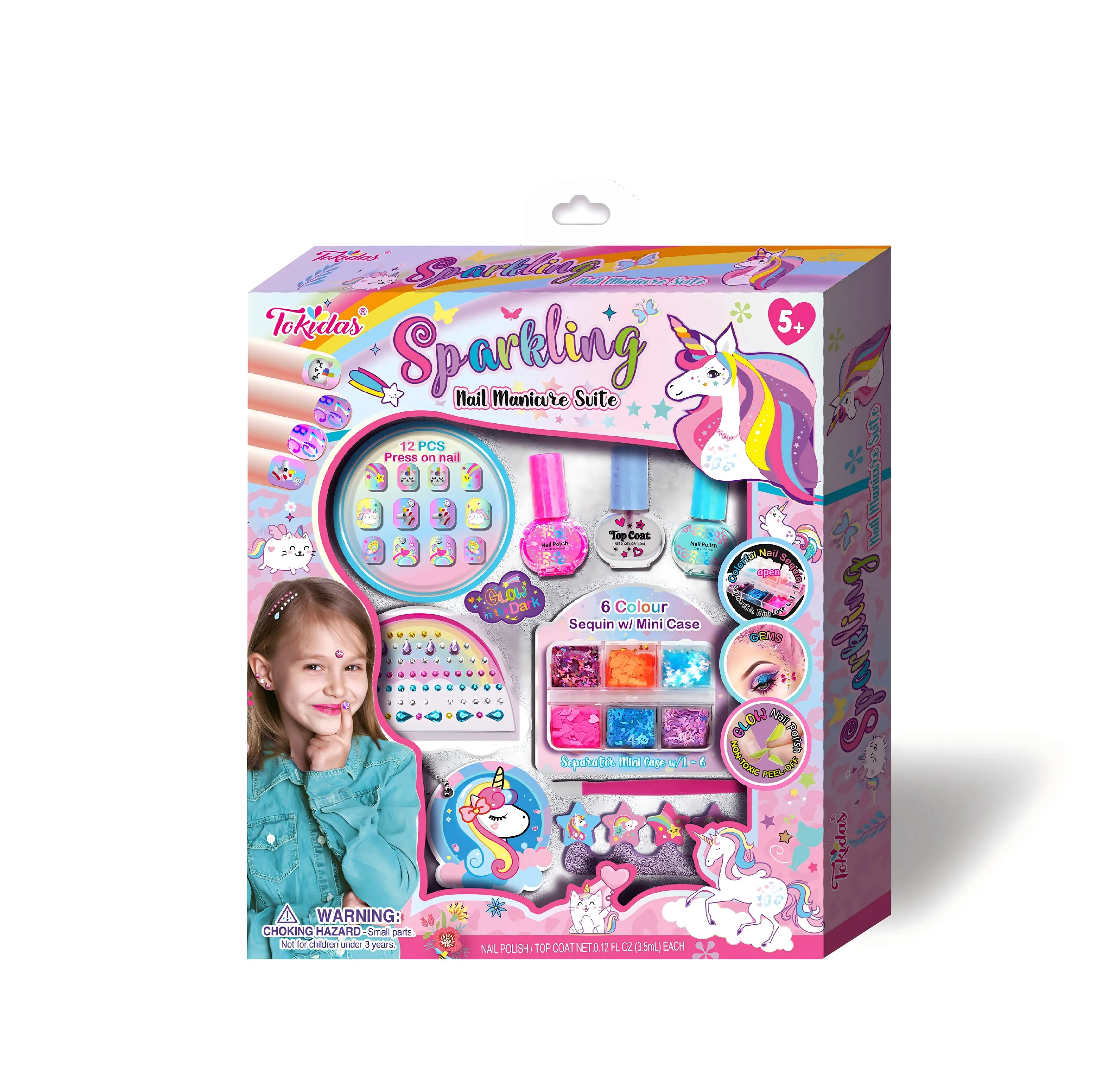 2024 Press On Nail Sticker Kids Girls Scented Nail Polish Ggift Set Kids Make Up Peel Off Press On Nail Kit DIY Set