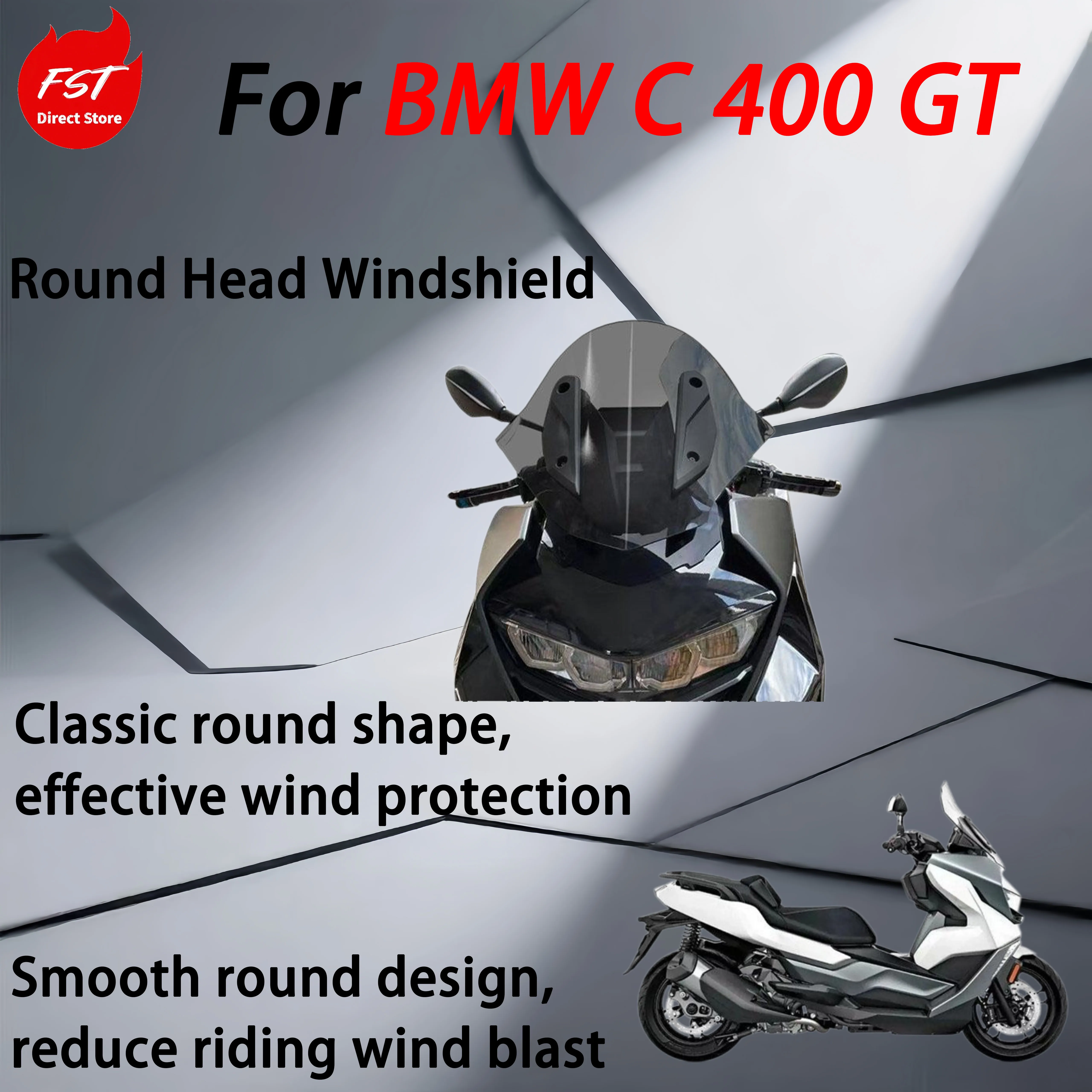 For BMW C 400 GT Rounded Racing Windscreen, Motorcycle Round Head Windshield Modification Parts Racing style, sleek round shape