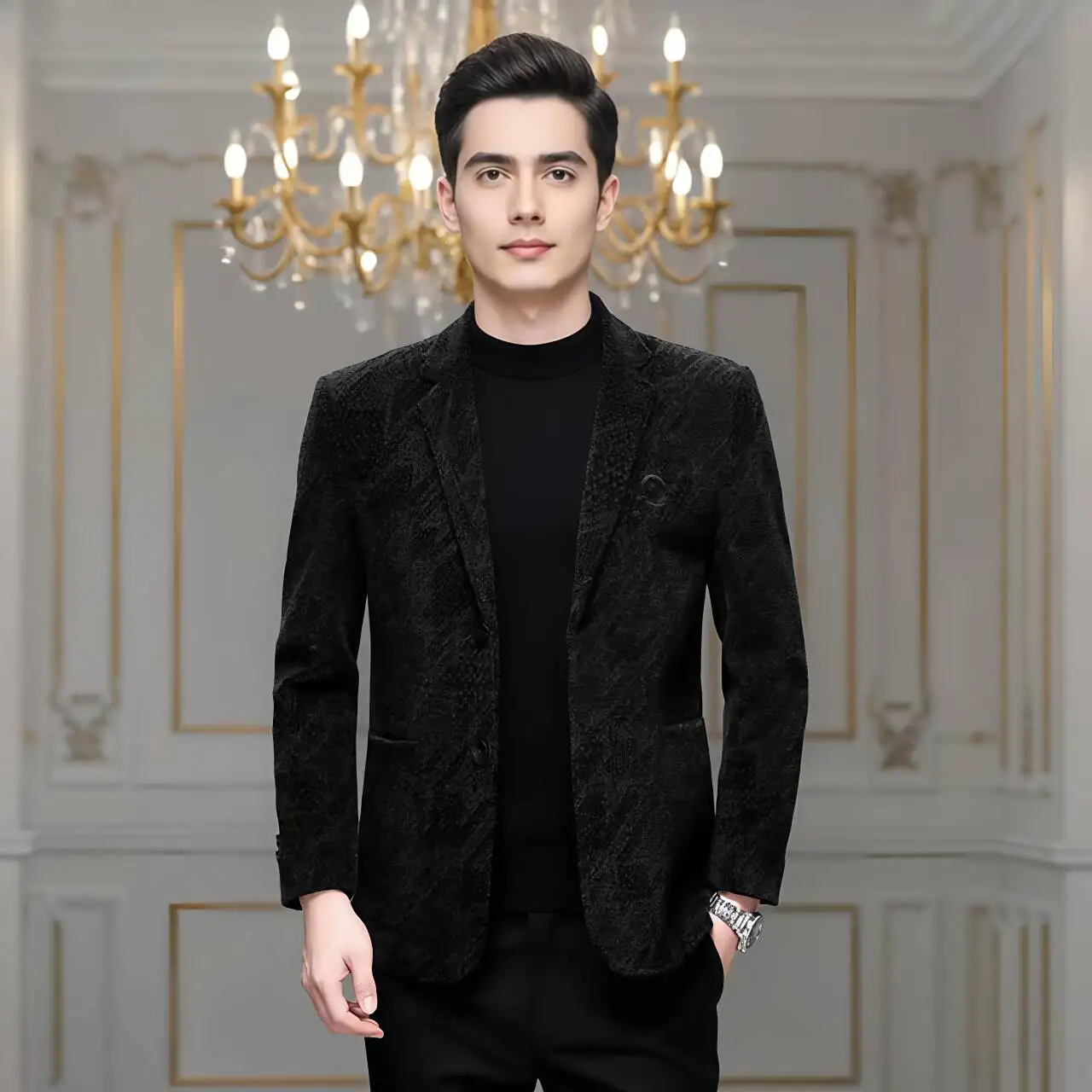 

Quiet Luxury Men Chenille Blazers in Espresso & Navy Suit Jackets Effortless Sophistication for Business Casual Outfiits Work