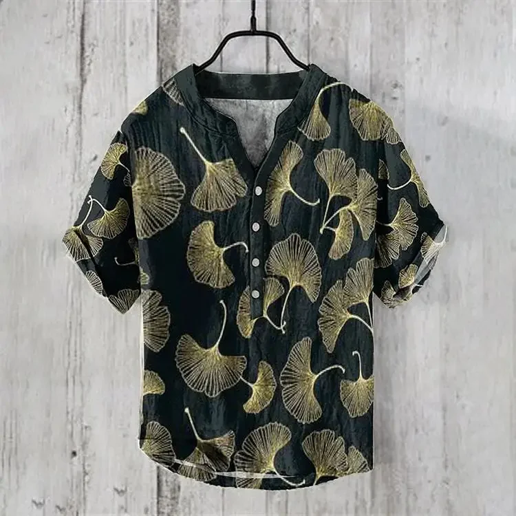 

2024 New Hawaiian Shirt Viking Print 3D Printing Short sleeved Shirt Men's Beach Linen Shirt Factory Direct Sales