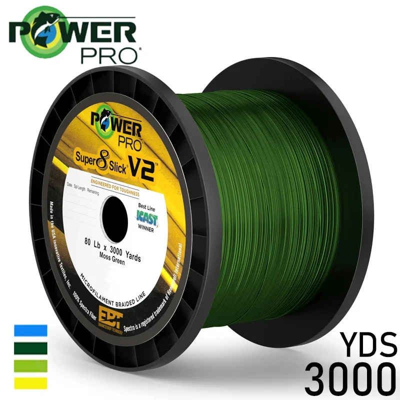 

POWER PRO 8 Slick V2 Saltwater Braided Fishing Line - Length:2750m/3000yds, Size:30LB-120LB USA PE Braided Wire Sea Fishing