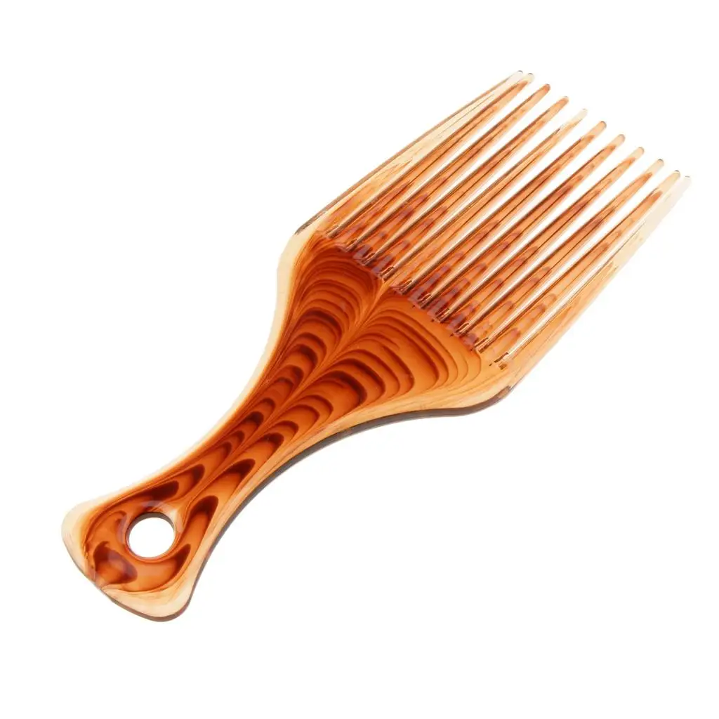 Brown Wide Tooth Plastic Afro Hair Pick Comb Detangle Wig Braid Styling Lift