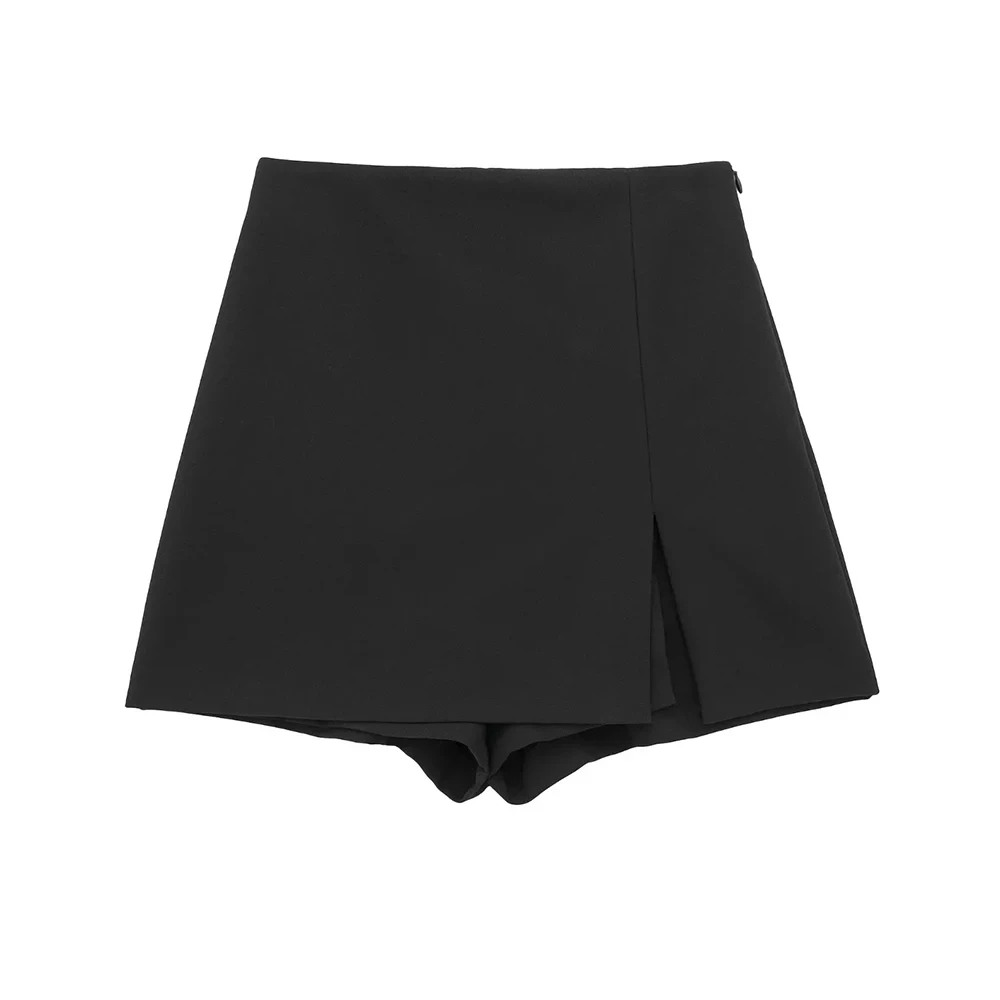 

Side Zipper, High Waist, Female Skort,Fashion Women's Front Slit Shorts Skirts With