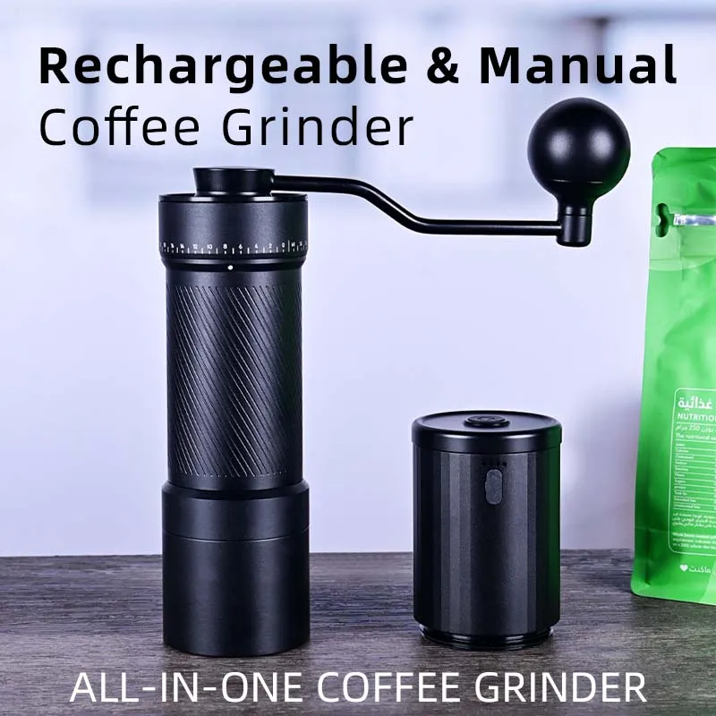 10 Pins External Adjustment Conical Burr COFFEE Grinder machine  All-in-one  Rechargeable Manual
