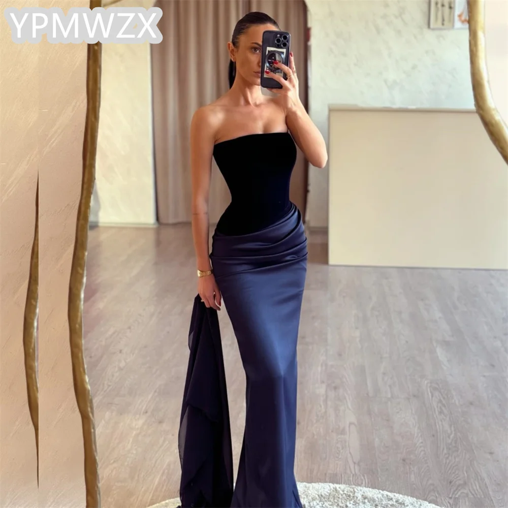 

Customized Women Party Dress Occasion Prom Gown Evening YPMWZX Strapless Column Floor Length Skirts Bespoke Dresses For