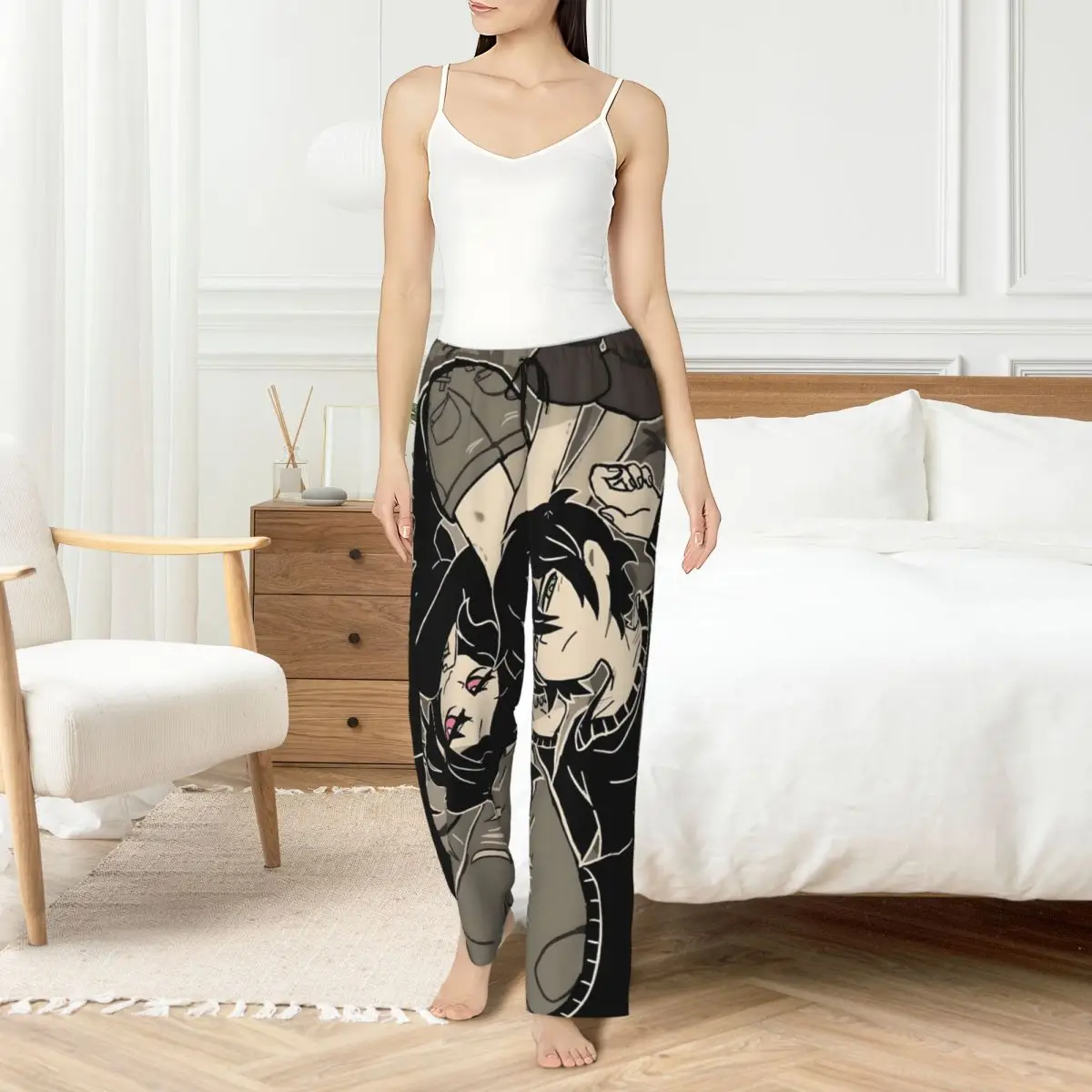 

Custom Printed The Coffin Of Andy And Leyley Pajama Pants Women's Horror Puzzle Game Sleep Sleepwear Bottoms with Pockets