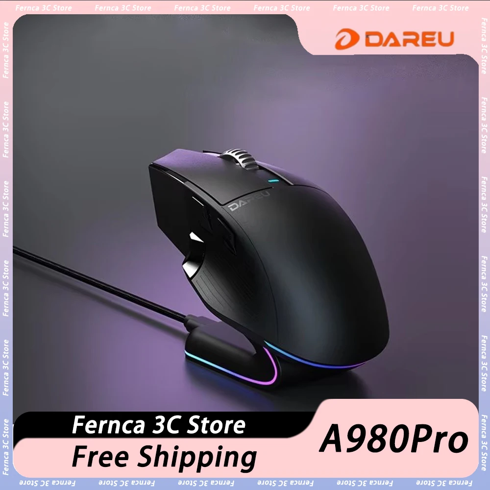 Dareu a980pro jogo mouse três modos liga de magnésio mouse leve escritório e-sports jogo mouse acessórios personalização presente