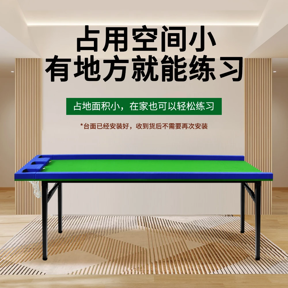 Five Points Pool Table Home Training Snooker Pocket Wooden Hole Foldable Iron Legs Playing