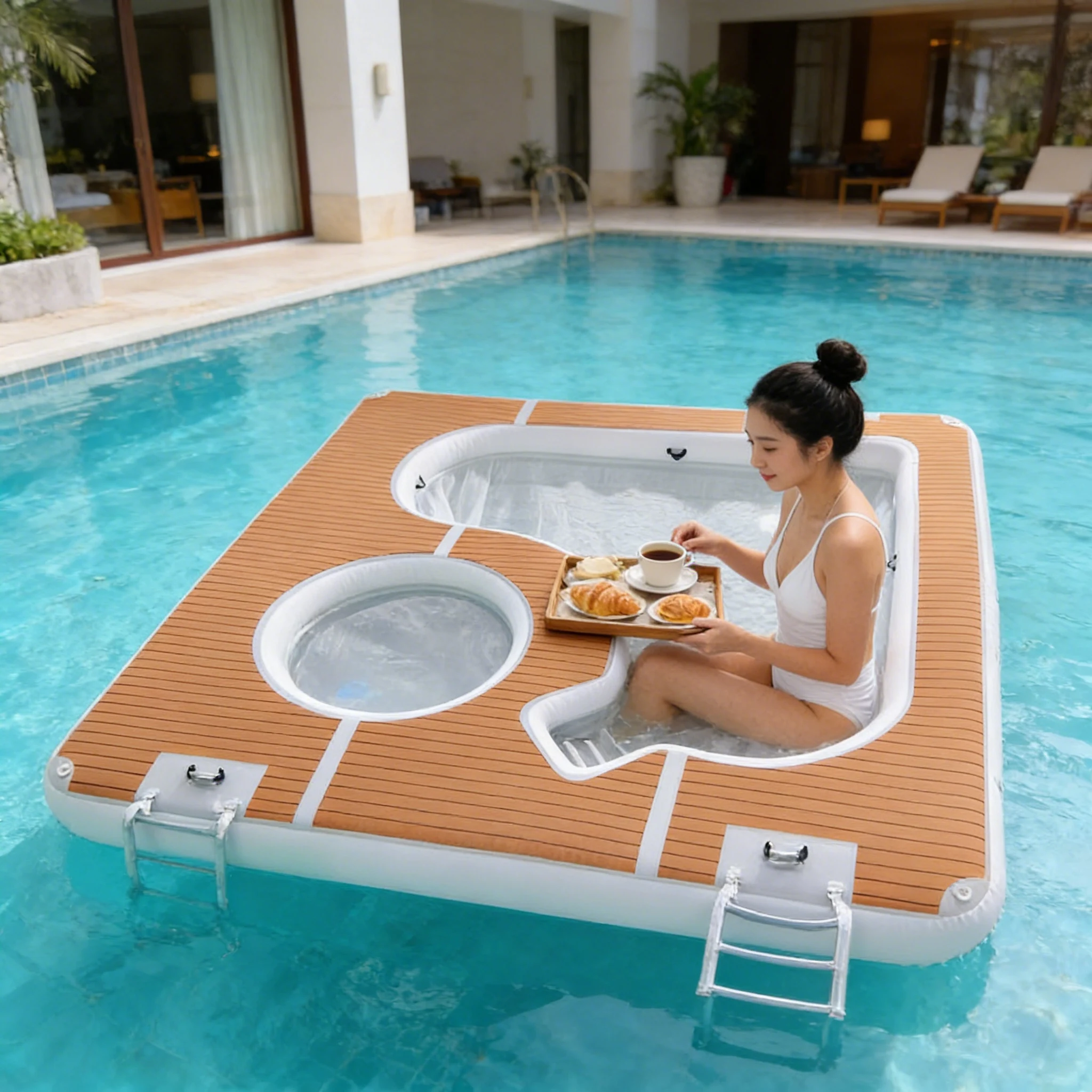 Factory Wholesale Inflatable Water Hammock Adult Pool Lounger In Water Ergonomic For Adult Outdoor Pool Leisure Rest