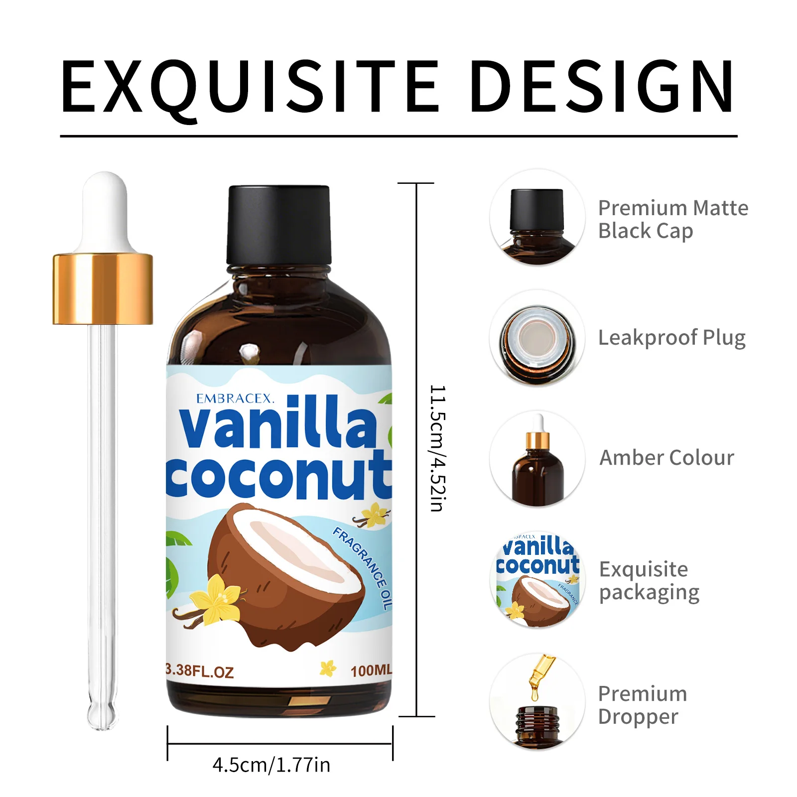 100ml Vanilla Coconut Fragrance Oils Diffusers Candles Making Gift To Friends Sweet Scent Humidifier